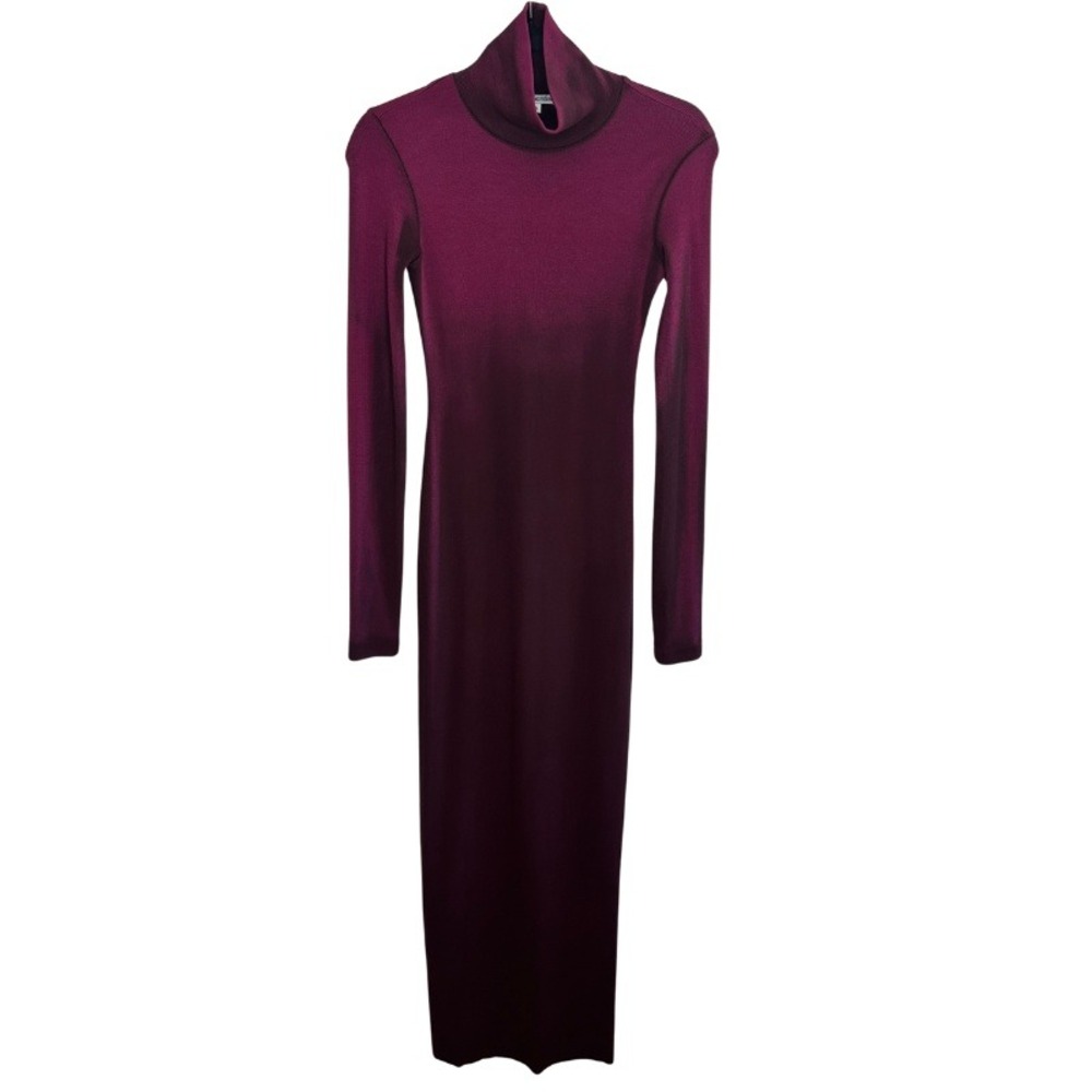 Cotton Citizen Verona Turtleneck Maxi Dress Gradient Burgundy Ribbed Size Small